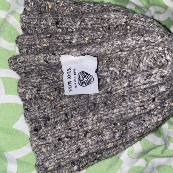 Fisherman out of ireland Beanie Hat Ribbed Cuffed Knit Wool Gray - Picture 5 of 8